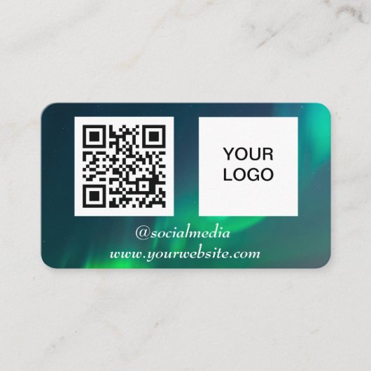 オーロラボレアリスソーシャルメディアQRコードグリーン 名刺 (正面)