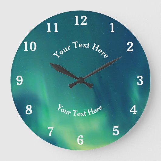 オーロラボレアリスノーザンライツアラスカ北極圏 ラージ壁時計 (正面)