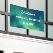 オーロラボレアリスノーザンライツグリーン結婚ズ 横断幕 (ビルの外側)