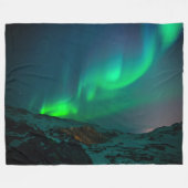 オーロラボレアリスノーザンライトアークティックグリーンナイト フリースブランケット (正面(横))
