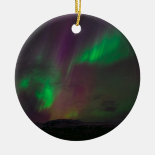 オーロラボレアリスノーザンライト北極夜空C セラミックオーナメント (正面)