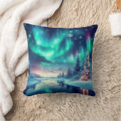 オーロラボレアリス/クリスマス/冬 クッション (ブランケット)