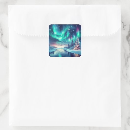 オーロラボレアリス/クリスマス/冬 スクエアシール (バッグ)