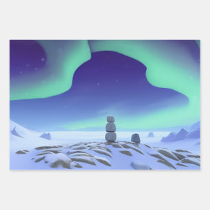 オーロラボレアリス：北の踊りの光 ラッピングペーパーシート