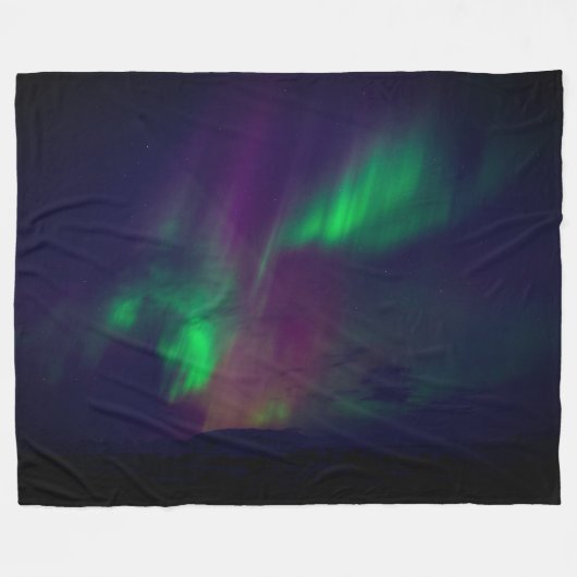 オーロラボレアリス 北極グリーン夜 フリースブランケット (正面(横))