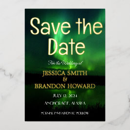 オーロラボレアリス 北極光 エレガント ウェディング 箔招待状