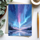 オーロラボレアリス 水彩画 オーロラの絵 ポストカード