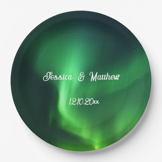 オーロラボレリスノーザンライツウェディング ペーパープレート (正面)