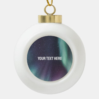 オーロラボレリス北極光の夜空 セラミックボールオーナメント