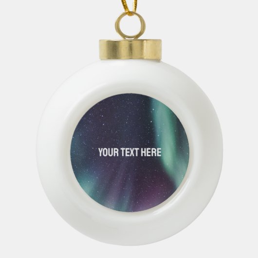オーロラボレリス北極光の夜空 セラミックボールオーナメント (正面)