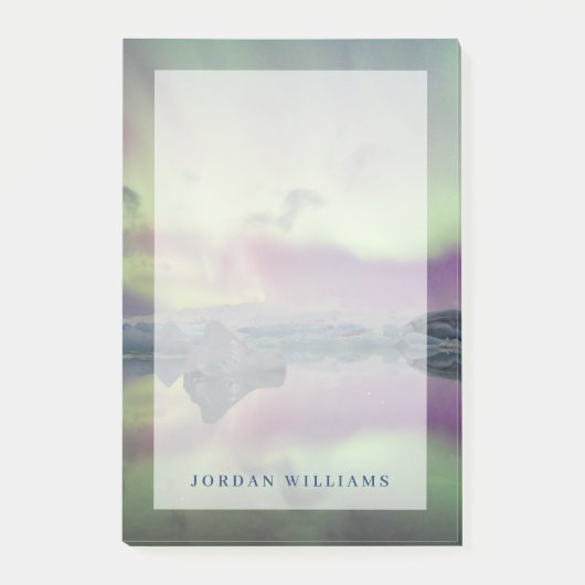 オーロラライトがラグーンを反射 |アイスランド ポストイット (正面)