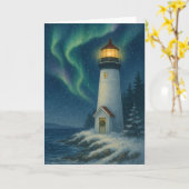 オーロラライトハウスクリスマスカード カード (黄色い花)