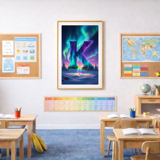 オーロラレターKポスター | 北極光アート ポスター