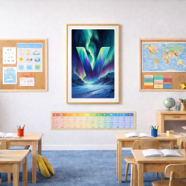 オーロラレターVポスター | 北極光アート ポスター