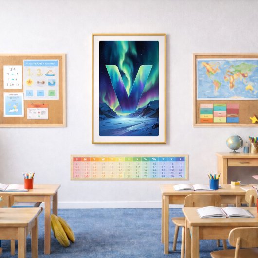 オーロラレターVポスター | 北極光アート ポスター