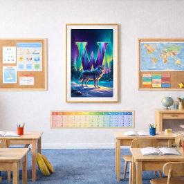 オーロラレターWポスター | 北極光アート ポスター