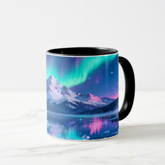 オーロラ山脈の反射マグカップ マグカップ