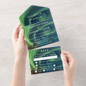 オーロラ星の夜の星の空結婚は1つの内のすべての オールインワン招待状 (貼ってはがせる)