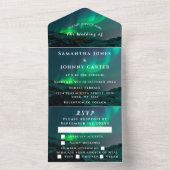 オーロラ星空結婚の夜空の一対一 オールインワン招待状 (内側)