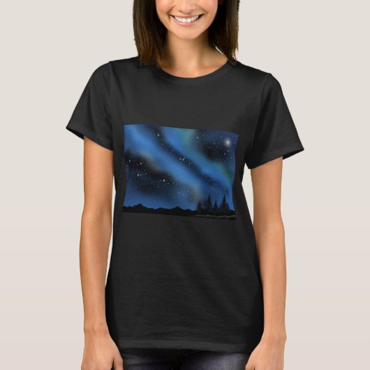 オーロラ星雲の夜空 Tシャツ (正面)