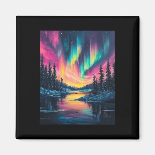 オーロラ+アラスカ+風景+V マグネット (正面)
