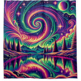 「オーロラ・ボレアリスオーバーリフレクション・レイク」 シャワーカーテン