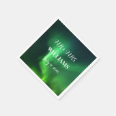 オーロラ・ボレアリス・北極光 ミニマリスト ウェディング スタンダードカクテルナプキン (角)