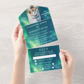 オーロラ・ボレリス・スターリー・ナイト・スターズ写真結婚ズ オールインワン招待状 (貼ってはがせる)