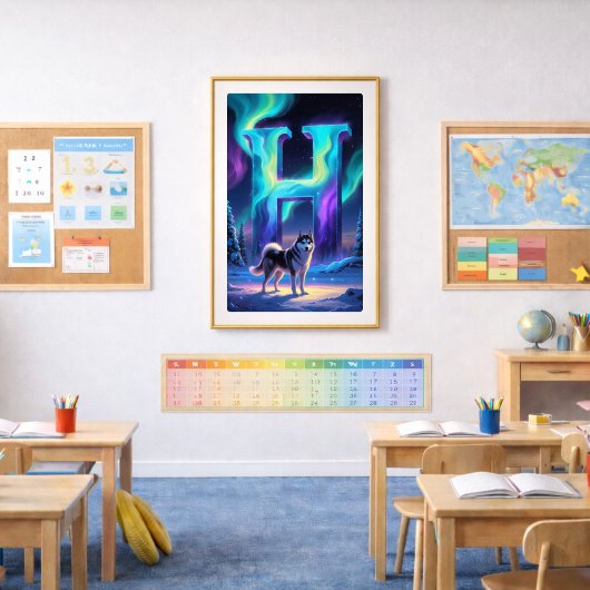 オーロラ レター H ポスター | 北極光 アート プリント