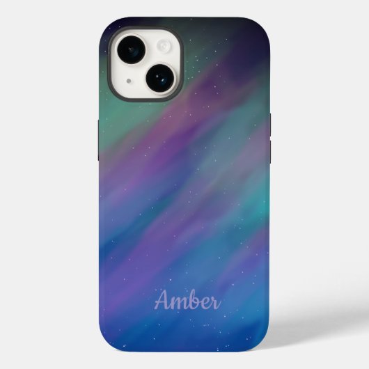 オーロラ+北極光+夜+パーソナライズ Case-Mate iPhoneケース (裏面)
