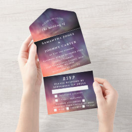 オーロラ 星空 夜空 星 結婚式 オールインワン招待状