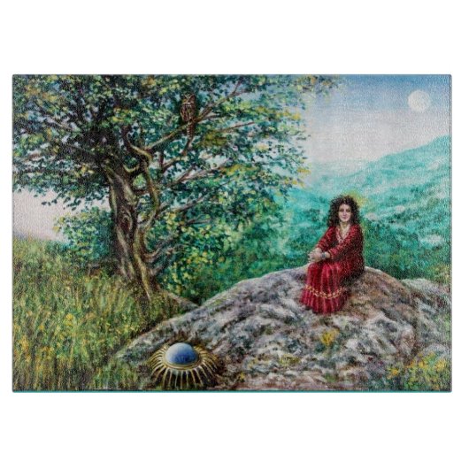 オーロラ/魔法ツリー，緑，青， カッティングボード (正面)