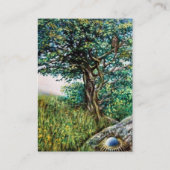 オーロラ/魔法ツリー,緑,青,パーチメント 名刺 (裏面)