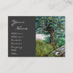 オーロラ/魔法ツリー,緑,青,灰色 名刺