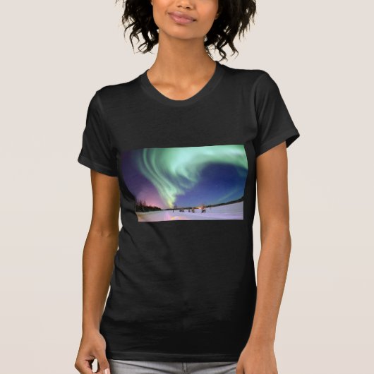 オーロラBorealis、かNorthern Lights、アラスカ Tシャツ (正面)