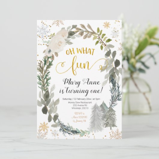 オーワインターおもしろいフォレスト誕生日招待状 招待状 (スタンド正面)