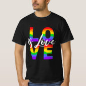 オーヴズラブゲイプライド引用文レインボー文字ブラック Tシャツ (正面)