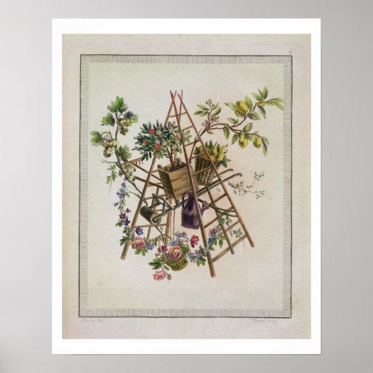 オーヴルのデザインの庭の織物 ポスター (正面)