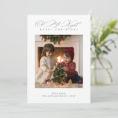 オー神聖な夜のミニマリスト宗教的なクリスマスフォト シーズンカード (スタンド正面)