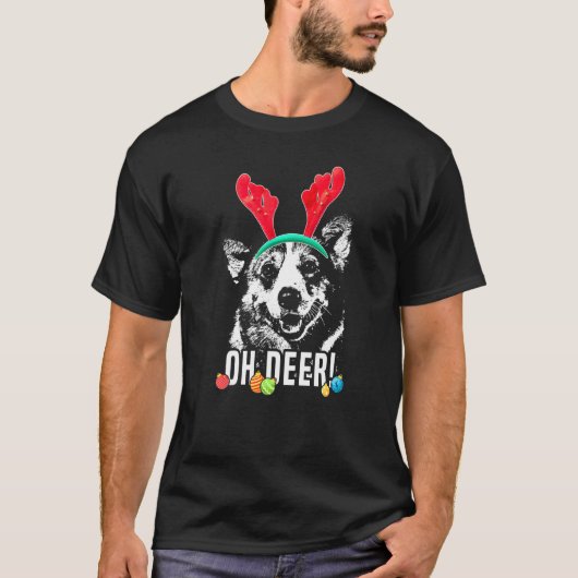 オー ディア コーギー クリスマス プレミアム Tシャツ (正面)