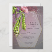 オー ベイビー ピンク - ポッドの中のスイートピー ベイビーシャワー 招待状 (正面)