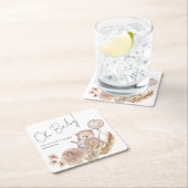 オー・ベイビー・ボーホー・ボタニカル with スウィート・ベア・ベイビーシャワー スクエアペーパーコースター (インサイチュ)