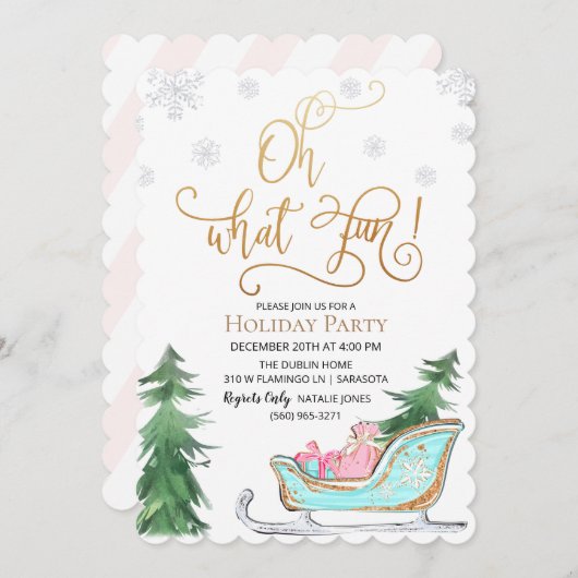 オーwhatおもしろいウィンターホリデーパーティー招待状 招待状 (正面/裏面)