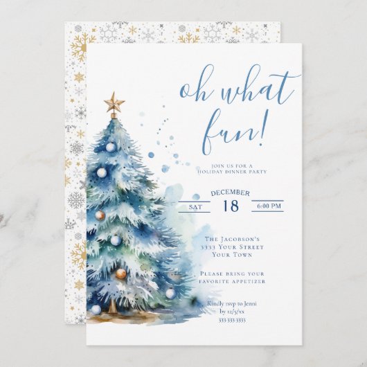 オーwhatおもしろいクリスマスホリデーディナーパーティー 招待状 (正面/裏面)