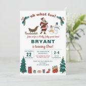オーwhatおもしろいサンタクロースクリスマスホリデー誕生日 招待状 (スタンド正面)