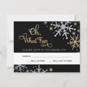 オーwhatおもしろいシルバー金ゴールドスノーフレークスホリデー 出欠カード (正面)