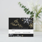 オーwhatおもしろいシルバー金ゴールドスノーフレークスホリデー 出欠カード (スタンド正面)