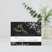 オーwhatおもしろいシルバー金ゴールドスノーフレークスホリデー 出欠カード (スタンド正面)