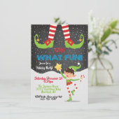 オーwhatおもしろいホリデークリスマス小妖精や小人パーティの招待状 招待状 (スタンド正面)