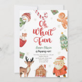 オーwhatおもしろいホリデーパーティークリスマスサンタ誕生日 招待状 (正面)